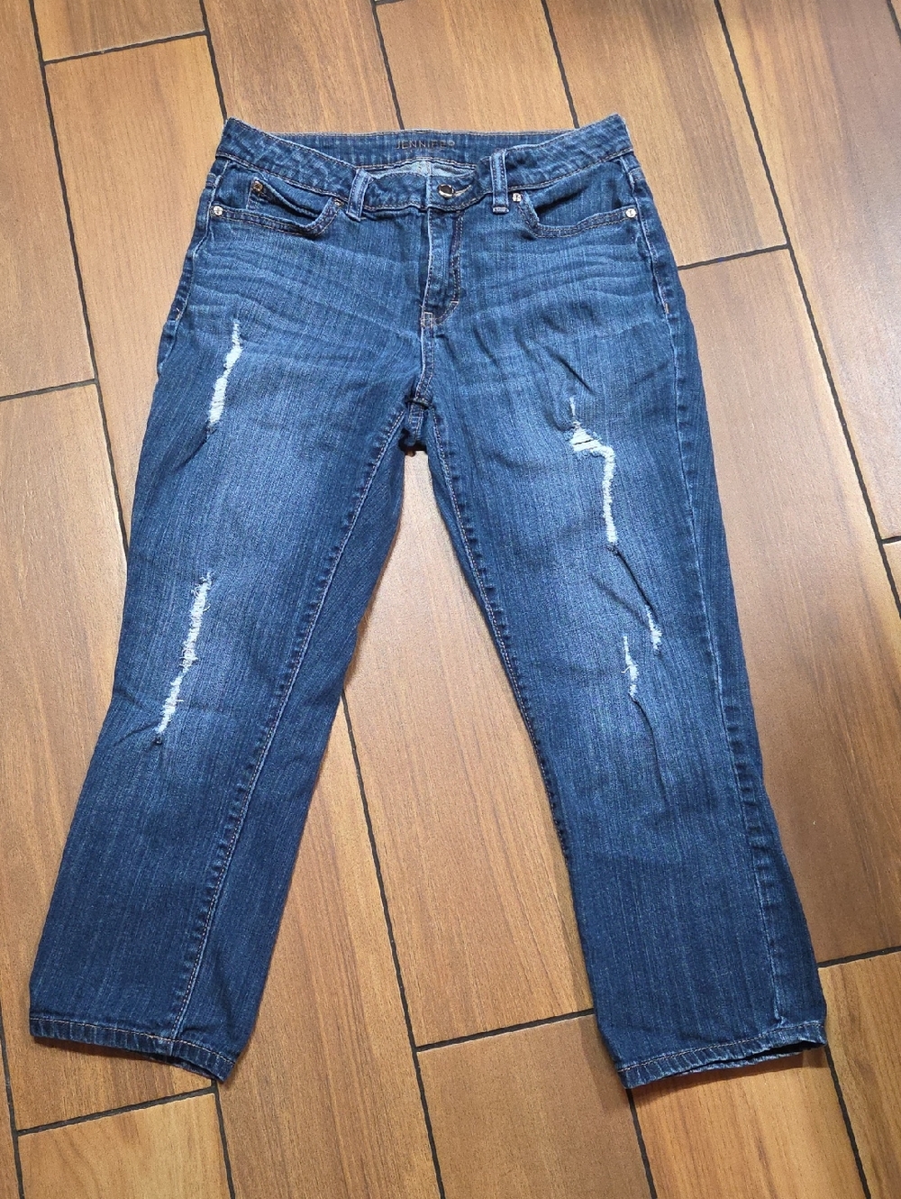 Jennifer Lopez Blue Distressed Boyfriend Jeans - Picture 1 of 7